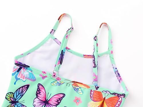 Image of Dvenki Toddler Girls One Piece Swimsuit Adjustable Straps Sizes 2T-10 | quick-dry swim fabric, skin-friendly, ruffle neckline, leopard, check, mermaid prints, swimwear for beach, pool, summer party