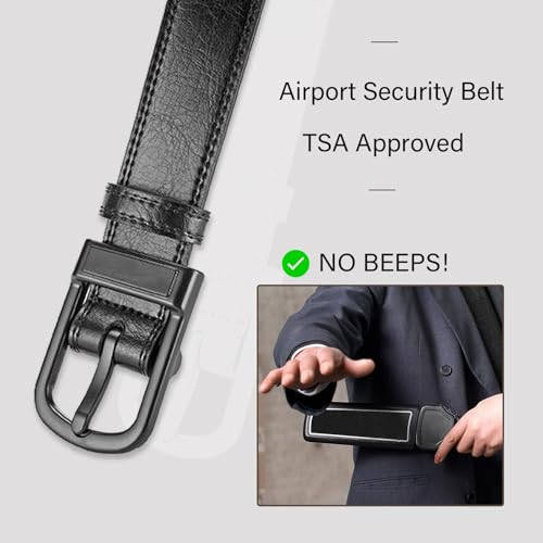 Nickel and Metal Free Hypoallergenic Leather Tsa Approved Belt for Men with Plastic Buckle Airport Friendly3
