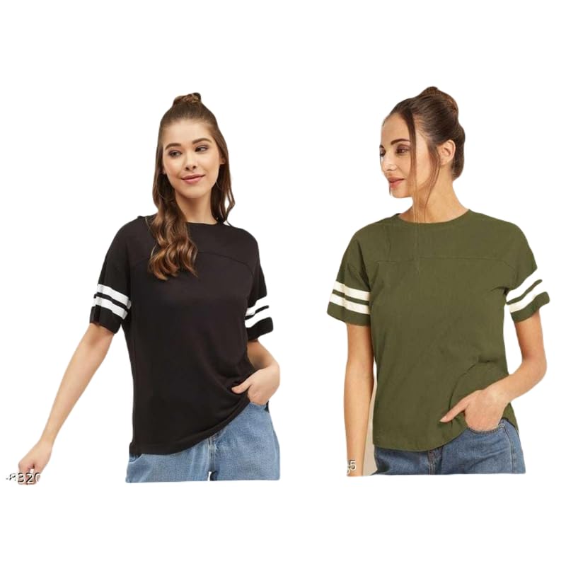 Image of BEYOND BLISS Cotton Blend Casual Regular Fit Colorblocked Top for Women and Girls