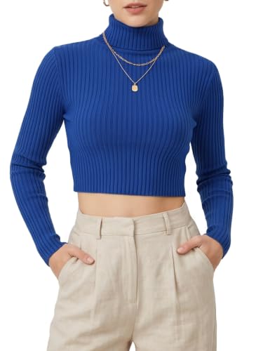 Image of MixMatchy Women's Cropped Ribbed Turtleneck Sweater