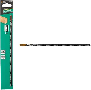 wolfcraft 1 Stichsägeblatt, schneller Schnitt - HCS-Blatt mit T-Schaft – ideal für Balken und andere Weichhölzer - Schnitttiefe 200mm - made in Germany - 8012000