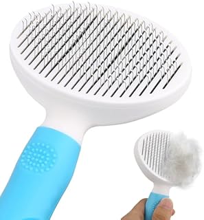 StemRock Cat Brush Dog Brush, Pet Combing Brush for Grooming, Pet Hair Removal Comb with Hair Removal Button, Pet Hair Cleaner Brush for Short Haired Cats and Dogs (Blue)