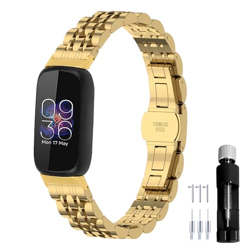 Gheper Metal Watch Band Stainless Steel Compatible with Fitbit inspire 3 Smartwatch Wristband Replacement Strap for Women Men by Gheper - Used condition - US$14.42