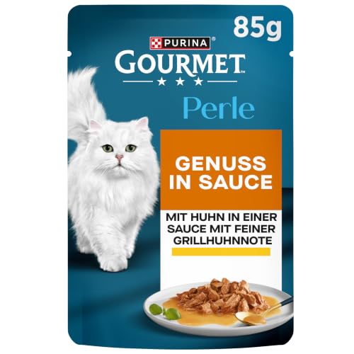 GOURMET Perle Genuss in Sauce, Katzenfutter nass, mit Huhn, 26 x 85g