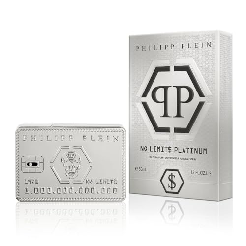 Philipp Plein – Eau de Parfum No Limits Platinum 50 ml – Perfume para Hombres – Perfume de Aroma Fougère – Notas Aromáticas – Frasco Platino Exclusivo en Forma de Tarjeta