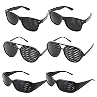 Rasterbrille, Lochbrille für Augentraining Original, 6 Stück Brillenset mit breiten, schmalen und dünnen Rahmen, Pinhole Glasses zur Entspannung der Augen, verschiedene Größen für individuellen Komfor