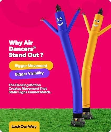 Image of LookOurWay Air Dancers Wacky Waving Inflatable Tube Man Set - 20 Feet Tall Inflatable Dancing Man with Blower for Business Advertising