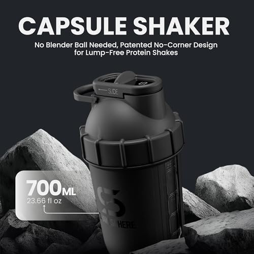 ShakeSphere Tumbler View Protein Shaker Bottle - Smoothie Cup with Clear Window, Bladeless Blender Cup Purees Fruit, No Mixing Ball - Protein Shakes and Pre Workout Powder, 24 oz - Matte Black by SHAKESPHERE - Image 2