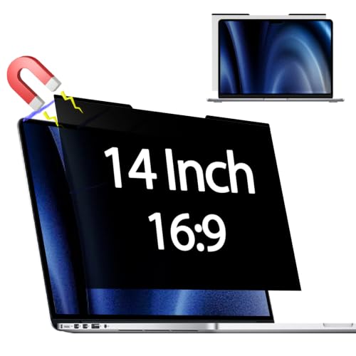 Image of Magnetic Laptop Privacy Screen for 14 Inch 16:9 Aspect Ratio | Screen Size is 12.20 in Wide and 6.82 in High, Removable, Anti Glare, Anti Blue light,Compatible With HP Dell Lenovo Thinkpad