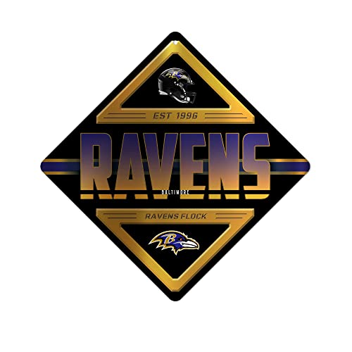 NFL Rico Industries Baltimore Ravens Metal Crossing Sing - Home Decore Perfect for Bed Room, Man Cave, Garage