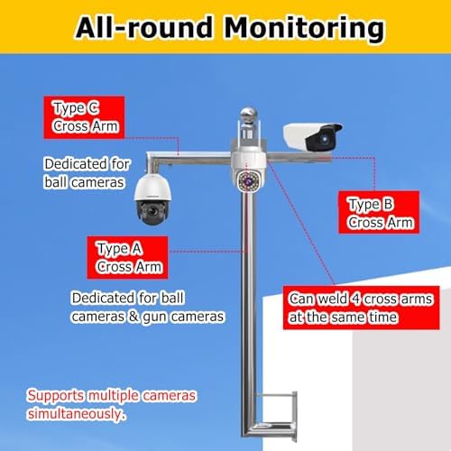 L-Shaped Security Camera Mounting Bracket - Durable Wall-Mount Stand with Installation Kit for Fence & Wall Surveillance, Adjustable 1m-3.3ft, Ideal for Outdoor Use