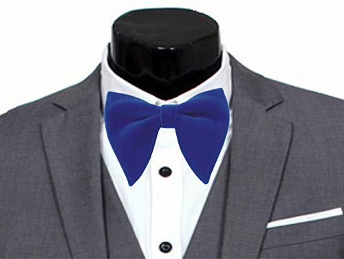 Men's Velvet Bow Ties Pre-Tied Oversized Bowtie Formal Tuxedo Butterfly Big Bowties (Royal Blue) #TOP1