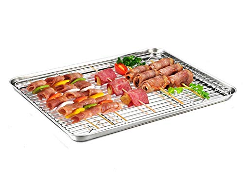Teamfar UNKNOWN Baking Sheet With Rack Set, Stainless Steel Baking Pan Tray Cookie Sheet With Cooling Rack, Non Toxic & Healthy, Easy Clean & Dishwasher Safe thumb #2