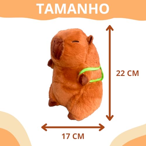 Capivara de Pelúcia com Mochila de Tartaruga Brinquedo Presente Natal Crianças Menino e Menina Bicho