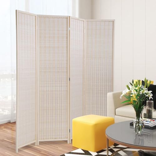 Bamboo Room Divider - 4 Panel Folding Privacy Screen, 72