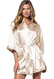 Turquaz Women's Bride Bridesmaids Robe - Satin Kimono Robes for Wedding & Bridal Party Silk Like Lightweight Robes for Women