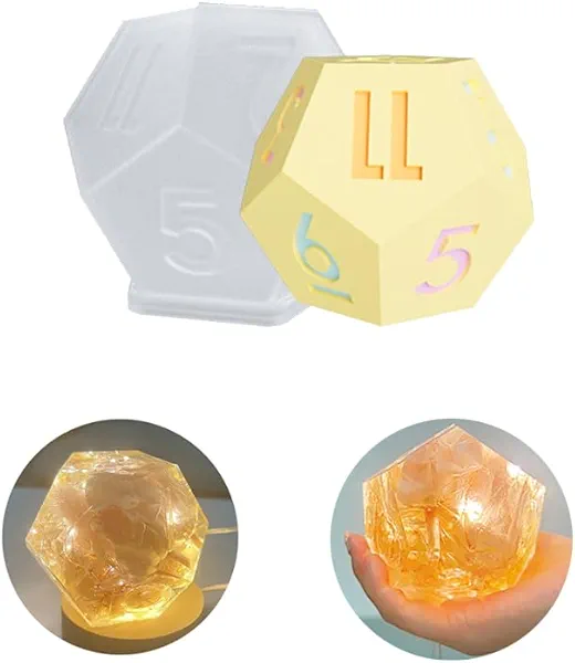 DEFORAGE 3D Large Silicone Polyhedral Dice Molds - D12 BigDice Silicone Molds for DIY Epoxy Resin Casting Dice-Candles, Crafts Resin Decoration Ball