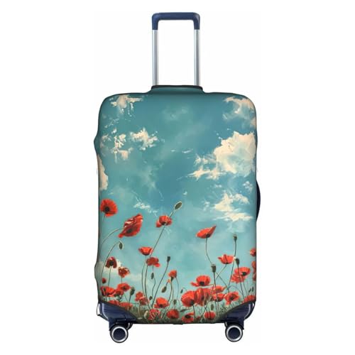 Housse de valise coquelicots blanc taille M pour bagage de 45 à 81 cm