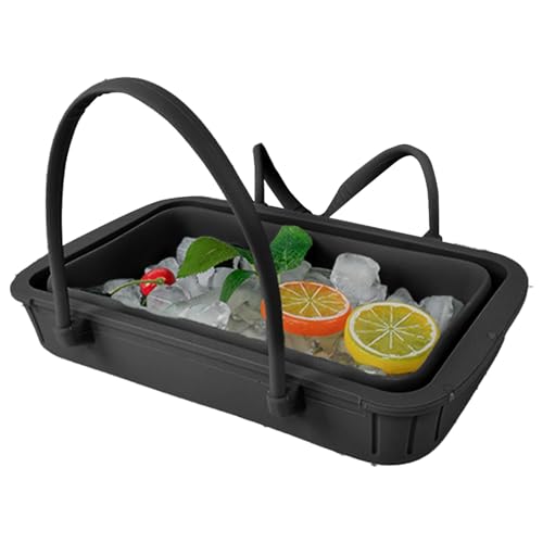 Iouyjiu Cubitera grande para hielo, plegable, de silicona, plegable, con asa, enfriador de bebidas al aire libre para fiestas y uso en bares, 8.66 x 4.53 x 4.72 pulgadas