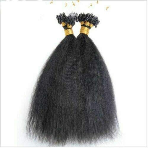 Micro Loop Hair Extensions Brazilian Remy Human Hair Kinky Straight 100g Per Pack Human Hair Coarse Straight Micro Rings Hair (22inch, 4#)