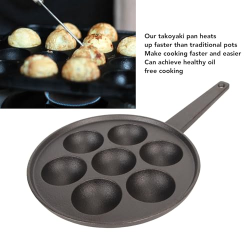 generic 7-Loch-Takoyaki-Grillpfanne aus Gusseisen mit Antihaftbeschichtung – Vertieftes und Vergrößertes Design für Schnelles, Gleichmäßiges Erhitzen – Takoyaki-Maker in