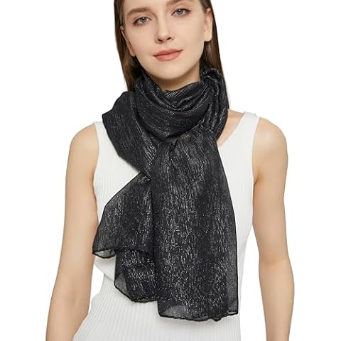 PANTONIGHT Women's Fashion Scarf Sparkling Evening Shawl Lightweight Wedding Shawl Head Scarf and Wraps for Party (2701) Cover