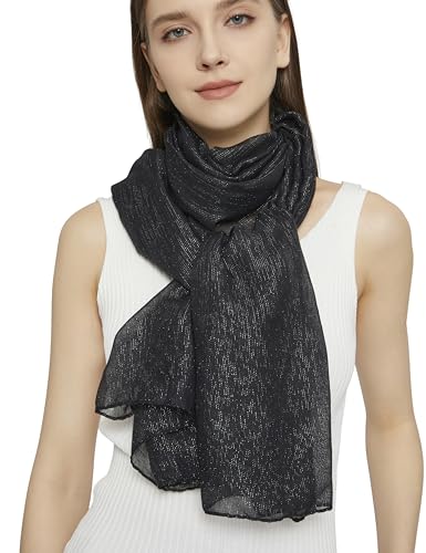 PANTONIGHT Women's Fashion Scarf Sparkling Evening Shawl Lightweight Wedding Shawl Head Scarf and Wraps for Party (2701)