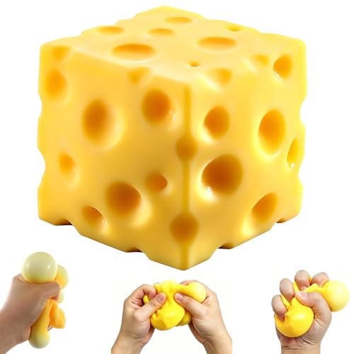 Cheese Squishy Cube Block,Soft Sensory Stress Relief Toy for Adults,Soft Novelty , Rebounding Sensory, Theme Cheese Cubes Squishy ,Suitable for All Ages（1.97in）