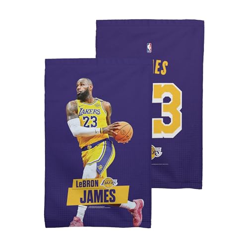 Northwest NBA Los Angeles Lakers Lebron James 2 Pack Fan Towel, Licensed, Ultra Soft and Absorbent, Sport Gym Towel, 16 x 25 inches