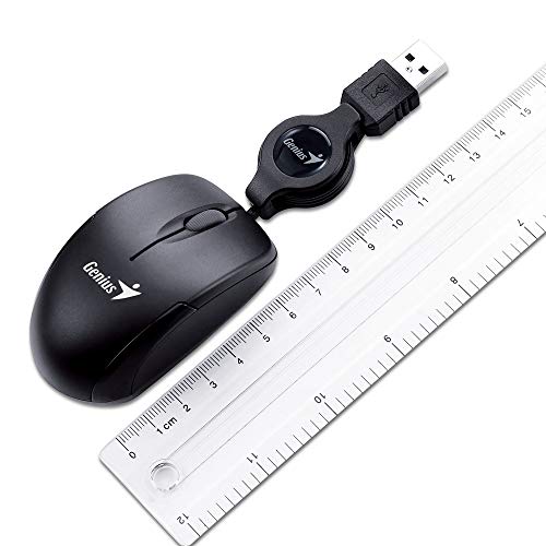 Genius Microtraveler Mouse con Cavo USB Retrattile, 3 Tasti, 1200 Dpi, Nero - 5
