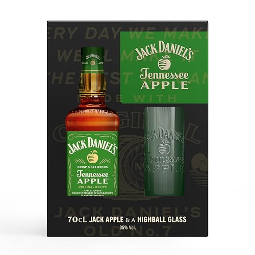 Jack Daniel's Coffret Apple 70 Cl accompagné d'un verre à cocktail 35% – Liqueur de Whisky à la Pomme – Douce et Rafraîchissante – Notes de Vanille...