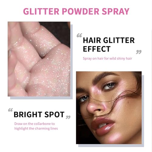 SOVONCARE Spray de glitter para cabelo e corpo instantaneamente, spray de cabelo com glitter facial