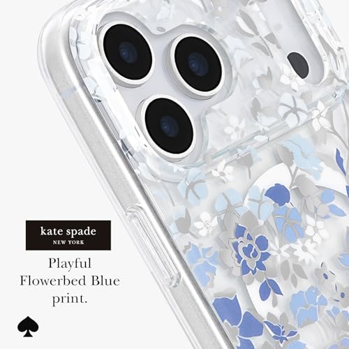 Image of kate spade new york iPhone 17 Pro Max Case - Compatible with MagSafe - Designer Phone Case - Flowerbed Blue Gems