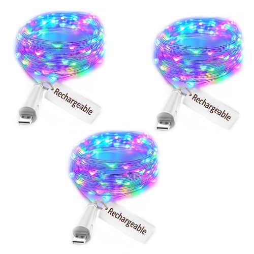 Dumcuw Fairy Lights USB Rechargeable Battery Operated, 7ft 20 LED String Lights Indoor for Bedroom...