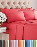 Picture of Cal King 6 Piece Sheet Set - Comfy Breathable & Cooling - Ultra Soft Hotel Luxury Bedding Set w/ 8-16 Inch Deep Pockets - 1 Flat & 1 Fitted Sheet & 4 Pillowcases - Cozy, Wrinkle Free & Easy Care - Red