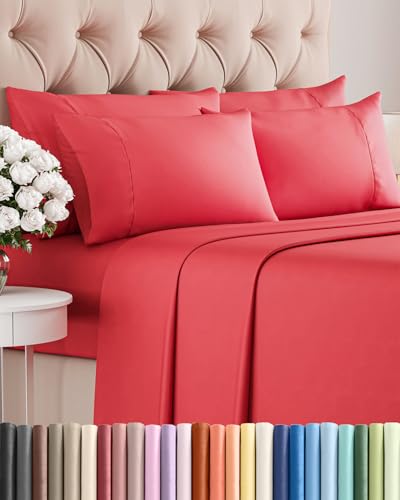 Juego de sábanas matrimonial de 6 piezas, cómodo, transpirable y refrescante, ropa de cama de lujo de hotel para mujeres, hombres, niños y adolescentes, 1 sábana encimera, 1 sábana bajera y 4 fundas