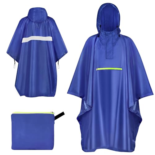 ENONEO Wasserdichter Regenponcho Wiederverwendbar Ripstop Regenponcho Herren Regenjacken Regenschutz Regencape Unisex Regen Poncho Cape Erwachsene Regenmantel für Wandern Angeln 210x150cm