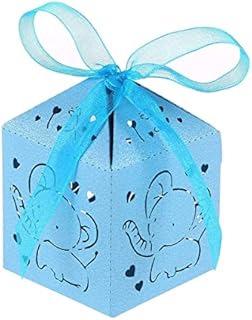 STOBOK 50pcs Heart elephant Wedding baby shower Birthday Candy Boxes sweet gift favor boxes chocolate Candy boxes for wedding Birthday Bridal baby Shower Party Favors (Blue)
