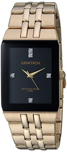Armitron Men's 20/5316BKGP Genuine Crystal Accented Gold-Tone Watch