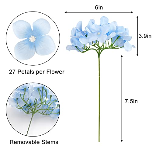 Jpsor 30Pcs Artificial Hydrangea Silk Flower Heads With Stems, Fake Flowers For Wedding Centerpiece Home Garden Party Decoration (Blue) #TOP2
