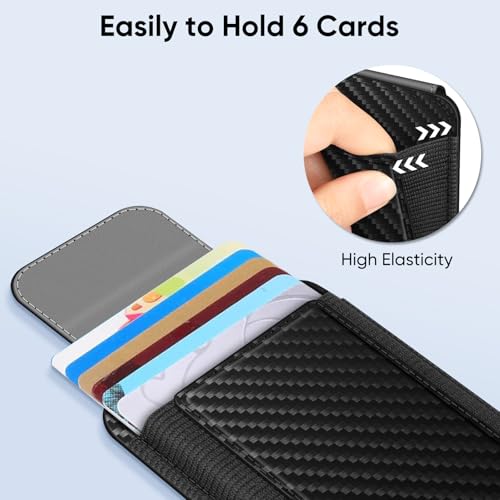 CaseBot Magsafe Wallet magnetyczny uchwyt na karty iPhone 16/15/14/13/12, pasuje do 6 kart, bezpieczne blokowanie RFID, smukły portfel na karty kredytowe dla kobiet i mężczyzn, włókno węglowe