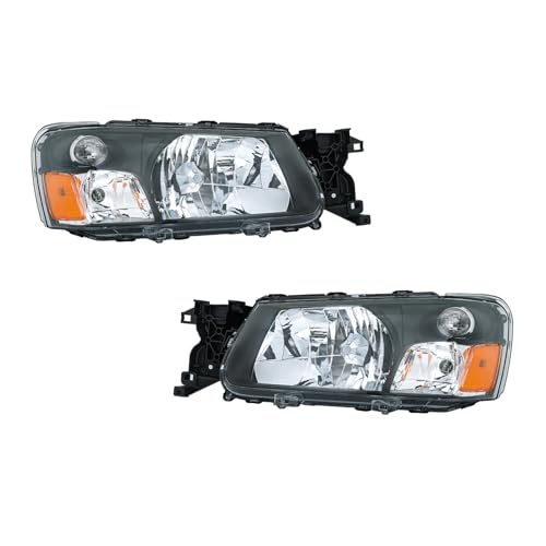labwork Headlight Assembly Replacement for Subaru Forester 2003-2004 Headlights Halogen Black Projector Set Driver and Passenger Side