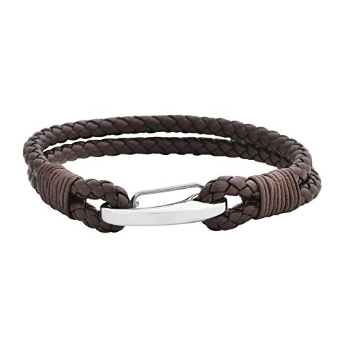 Edforce Braided Genuine Leather 2-Strand Cuff Bracelet with Stainless Steel Clasp4