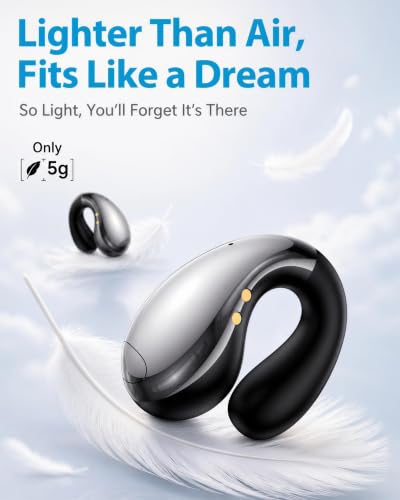 Image of Boytond Ultra Open Ear Earbuds - Comfortable Clip-On Bone Conduction Earbuds, Over-The-Ear Open Headphones with Waterproof Build for Running, Gym Workouts, and Outdoor Sports, Lustre Black