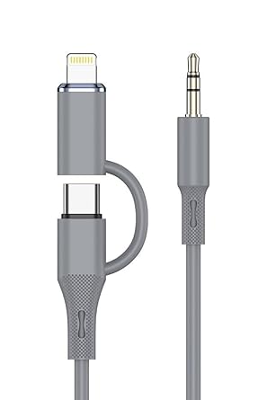 PDAteknoloji 2in1 Type-C, Lightning ile Uyumlu to 3.5mm Silikonlu Aux Kablosu 1m MT2812 Tak  al t r