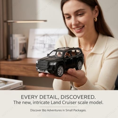Image of 1:24 Land Cruiser Diecast Car - Premium Metal Alloy Zinc Toy Car with Detailed Interior, Pull Back Action for Kids & Collectors [Multicolor] [Pack of 1]