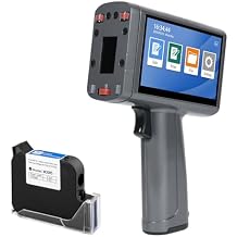Handheld Inkjet Printer with Black Quick-Drying Ink Cartridge for Text/Date/Barcode/Logo, Metal Body, 4.3" Touch Screen, Print Height 0.08-1 Inch, Portable Industrial Coding Machine ZM-C240L