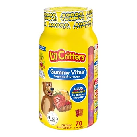 L’il Critters Gummy Vites Daily Gummy Multivitamin for Kids, Vitamin C, D3 for Immune Support Cherry, Strawberry, Orange, Pineapple and Blueberry Flavors, 70 Count Gummies Cover