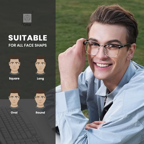 Image of Cyxus Leopard Blue Light Glasses for Women Men Semi Rimless Browline Frame Glasses Reduce Eye Strain UV Protection for Computer Screen 8056T03