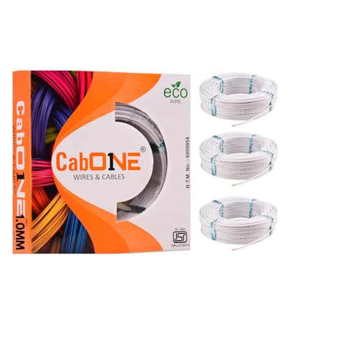 Image of CabONE Pack of 3 Electrical Wire 1.0mm | 90 Meter Single Core CCA Copper Cable | Heat Resistant No-Drip PVC Insulation | High Current Carrying Capacity House Wire